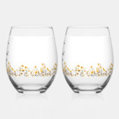 白い黄色の牧草地の野結婚花 ステムなしワイングラス (左)