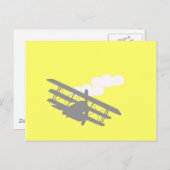 白い黄色の背景の飛行機。 ポストカード (正面/裏面)