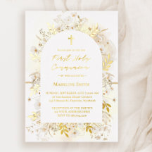 白い黄色の花の最初の聖餐式