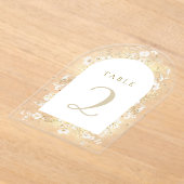 白い黄色の花の表 アクリル招待状 (レイダウン)