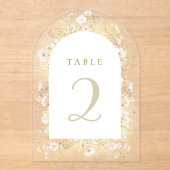 白い黄色の花の表 アクリル招待状 (正面)