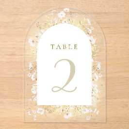 白い黄色の花の表 アクリル招待状