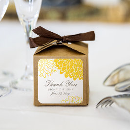 白い黄色の菊ありがとうシール スクエアシール