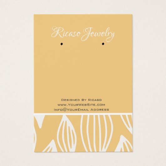 白い黄色の葉のパターンのイヤリングの背景 (正面)