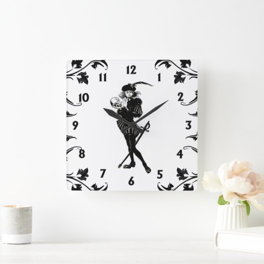 白い黒いカードの番号をハムレット スクエア壁時計 (ホーム)