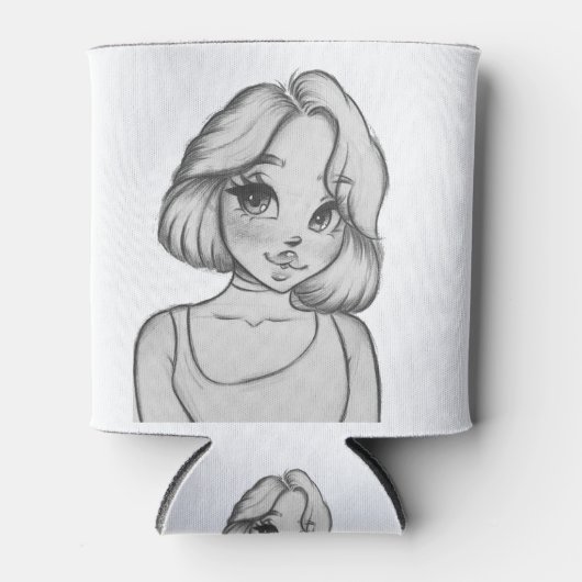 白い黒いキャラクター 缶クーラー (正面)