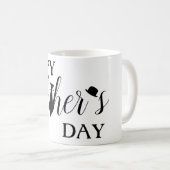 白い黒いネクタイの台本Happy Father's Day コーヒーマグカップ (正面右)