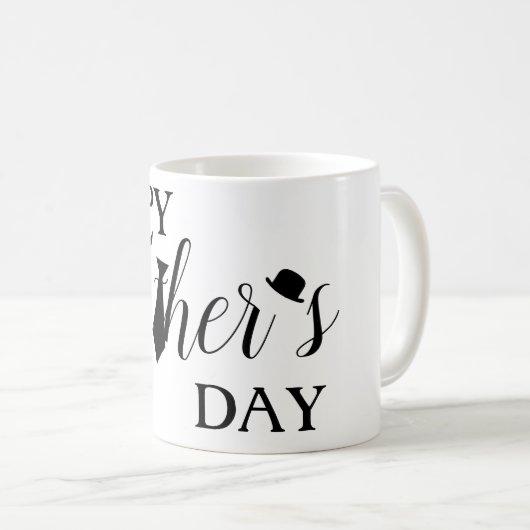 白い黒いネクタイの台本Happy Father's Day コーヒーマグカップ (正面右)