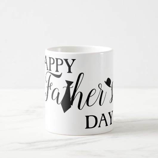 白い黒いネクタイの台本Happy Father's Day コーヒーマグカップ (中央)