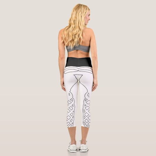 白い黒いハロウィーンリブのスケルトンのレギング カプリレギンス (裏面)