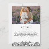 白い黒いバラのアウトライン写真2 結婚 in 1's 招待状 (裏面)