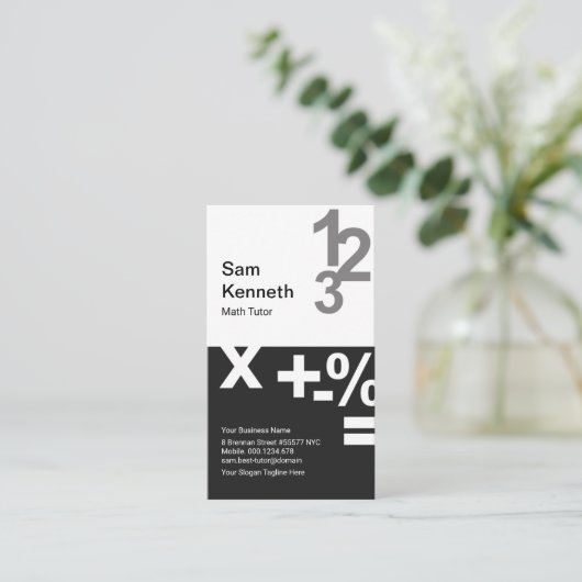 白い黒い列の数スタイリッシュ値Math Tutor 名刺 (スタンド正面)