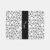 白い黒い眼鏡パーソナライズされたを名付ける フリースブランケット (正面(横))