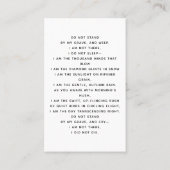 白い黒い船首写真葬儀祈りの言葉カード 名刺 (裏面)