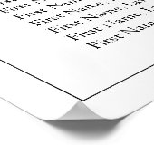 白い黒い葉のクレストモノグラム結婚の座席 ポスター (角)