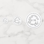 白い黒い葉付きクレストモノグラム結婚ズ コンフェッティ (裏面)