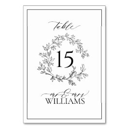 白い黒い葉付きクレストモノグラム結婚ズ テーブルナンバー