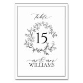 白い黒い葉付きクレストモノグラム結婚ズ テーブルナンバー (裏面)