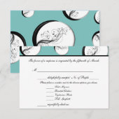 、白い黒い、夕食の選択のロビンの卵の応答 出欠カード (正面/裏面)