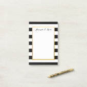 、白い黒い、金ゴールドのストライプのなポスト・イットのパッド ポストイット (デスク上)