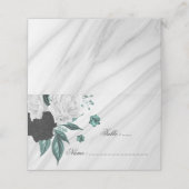 白い黒とティール(緑がかった色)フローラ大理石 プレイスカード (外部開封)