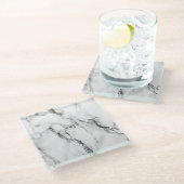 白い黒と灰色の大理石 ガラスコースター (アングル)