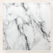 白い黒と灰色の大理石 ガラスコースター (正面)