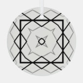 白い黒と銀の幾何学的パターン ガラスオーナメント (裏面)