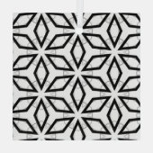 白い黒と銀の幾何学的パターン ガラスオーナメント (裏面)