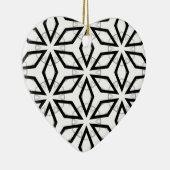 白い黒と銀の幾何学的パターン セラミックオーナメント (右)