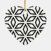 白い黒と銀の幾何学的パターン セラミックオーナメント (裏面)