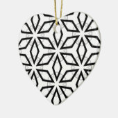 白い黒と銀の幾何学的パターン セラミックオーナメント (左)