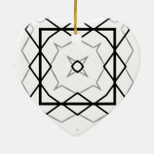 白い黒と銀の幾何学的パターン セラミックオーナメント (裏面)