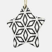 白い黒と銀の幾何学的パターン セラミックオーナメント (左)