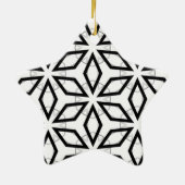 白い黒と銀の幾何学的パターン セラミックオーナメント (裏面)