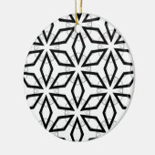 白い黒と銀の幾何学的パターン セラミックオーナメント (左)