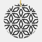 白い黒と銀の幾何学的パターン セラミックオーナメント (裏面)