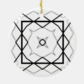 白い黒と銀の幾何学的パターン セラミックオーナメント (裏面)