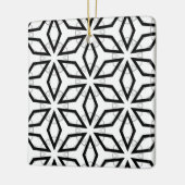 白い黒と銀の幾何学的パターン セラミックオーナメント (左)