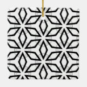 白い黒と銀の幾何学的パターン セラミックオーナメント (裏面)
