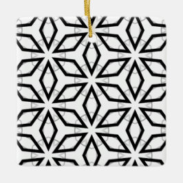 白い黒と銀の幾何学的パターン セラミックオーナメント