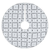 白い黒と銀の幾何学的パターン ブラッシュドポリエステルツリースカート (正面)