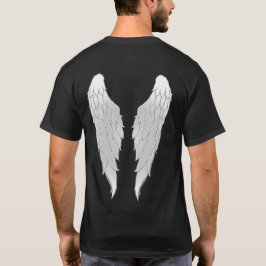 白い黒のアウトライン天使の翼 Tシャツ