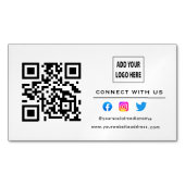 白い黒のスキ後を追ャンで米国のQrコードに接続 マグネット名刺 (正面)