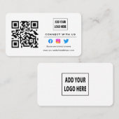 白い黒のスキ後を追ャンで米国のQrコードに接続 名刺 (正面/裏面)