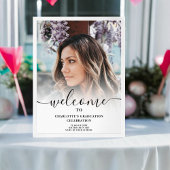 白い黒のスクリプエレガントト歓迎の卒業 ポスター