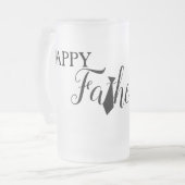 白い黒のスクリプトタイ&ハットハッピーパパの日 フロストグラスビールジョッキ (正面左)