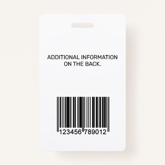 白い黒の写真ID名タイトルバーコード縦 バッジ (裏面)