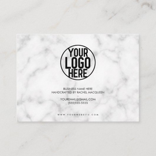 白い黒の大理石スクリプトお客様ありがとう 名刺 (裏面)