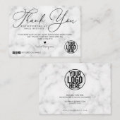 白い黒の大理石スクリプトお客様ありがとう 名刺 (正面/裏面)
